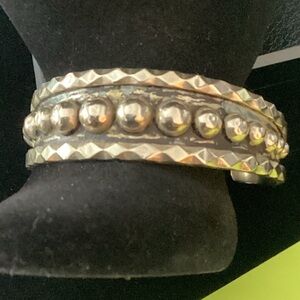 Vintage Small wristed 925 F Balladares  Mexico beaded cuff bracelet